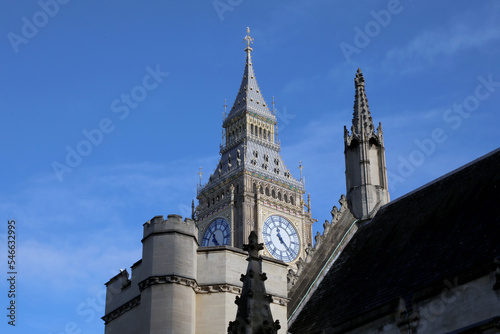 The clock of Big Ben in the Palace of Westminster in London, England on 16 November 2022
