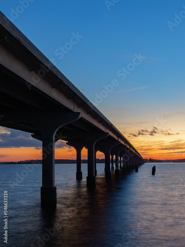 sunset over the Broad River Bridge in Beaufort, SC