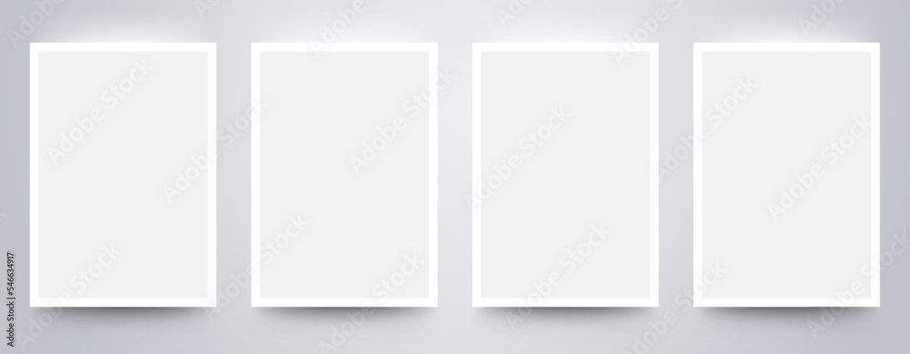 Four sheets of white paper with shadow for your design, eps10 vector illustration