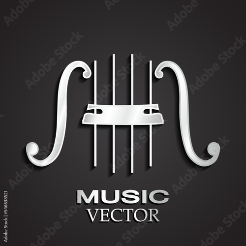 Fotografía 3d silver string music instrument theme logo