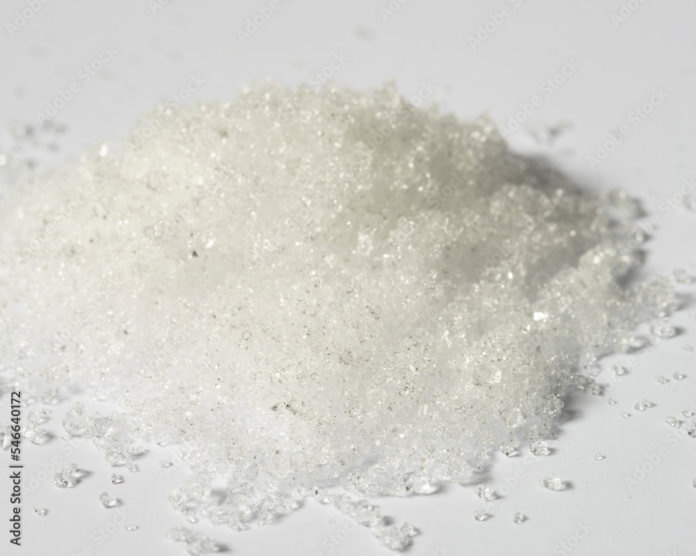 Alum powder, potassium aluminum sulfate powder on white background Alum powder, potassium aluminum sulfate powder on white background