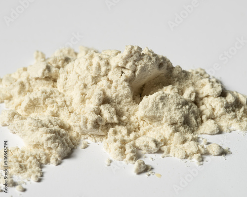 Guar gum, also called guaran, on white background.