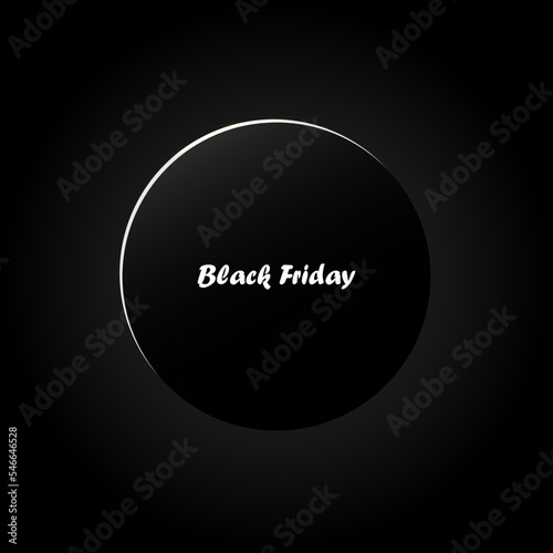 A black circle with the text Black Friday on a black background. Vector.