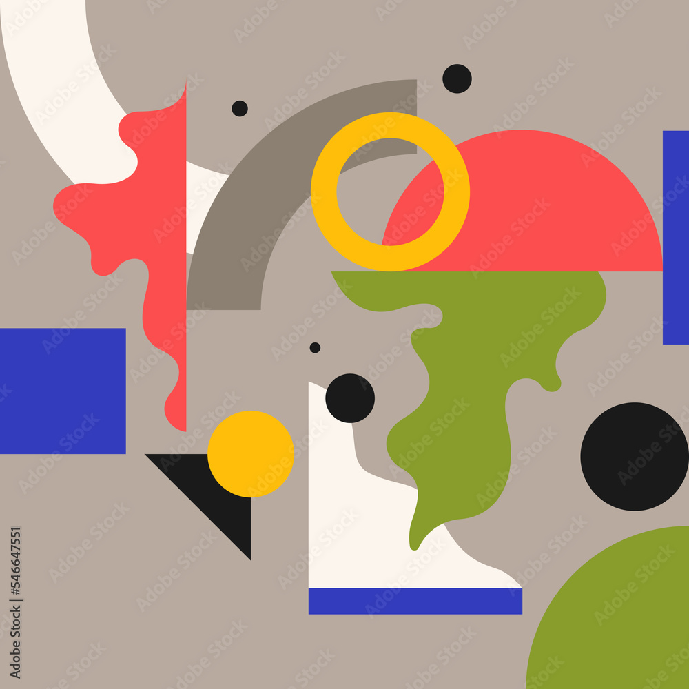 Obraz premium Composition with geometric shapes. Abstract background for design. Trendy stylish graphics