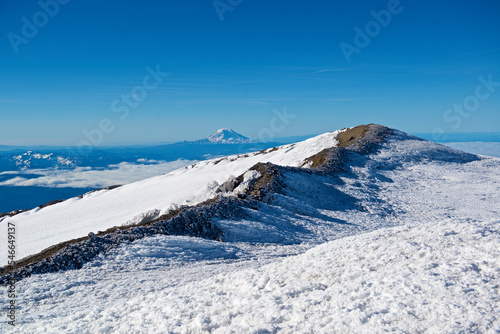 Liberty Cap and Mount Hood at summit of Mount Rainier, Mount Rainier National Park, Washington State, USA photo