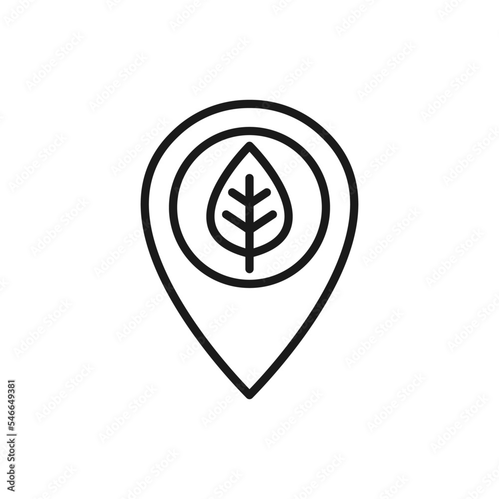 Pin location with leaf. Green area logo concept isolated on white ...