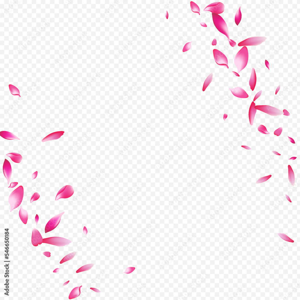 Red Confetti Vector Transparent Background. Petal