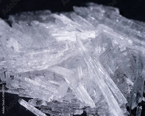 Menthol Crystals isolated on black baclground