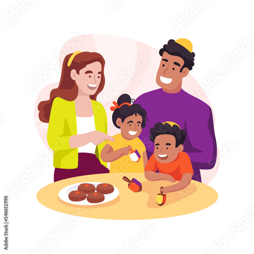 Playing driedel isolated cartoon vector illustration.