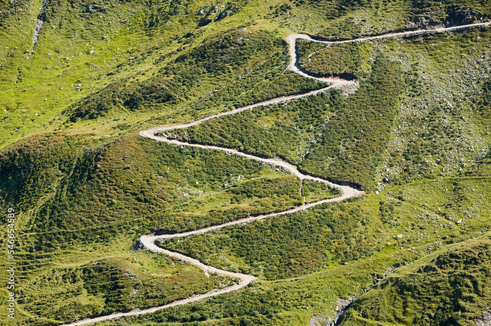 © Cavan Images - Mountain path up to the Col du Balme above Chamonix, France.