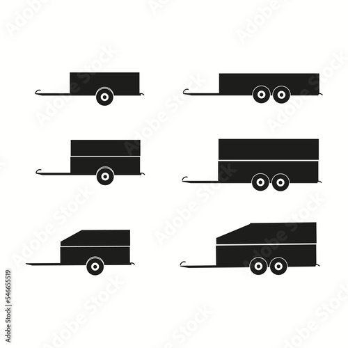 Car trailer icon set. Vector drawing. Vector