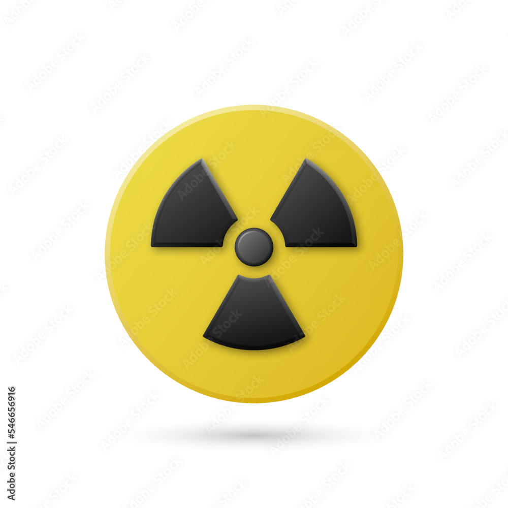 Vector Yellow Warning, Danger Radiation Sign, Button Badge Icon Isolated. Nuclear Power Station, Radioactive Warning Symbol. Circle, Round Dangerous Sign. Design Template. Front View Vector Yellow Warning, Danger Radiation Sign, Button Badge Icon Isolated. Nuclear Power Station, Radioactive Warning Symbol. Circle, Round Dangerous Sign. Design Template. Front View