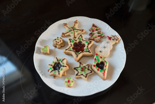 Close-up different shaped cookies in a plate, Munich, Bavaria, Germany