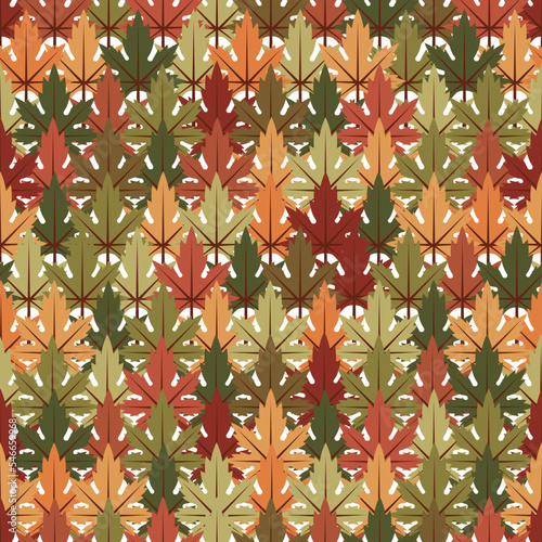 Seamless vector pattern with colored maple autumn leaves. Illustration for print, textile, wallpaper.