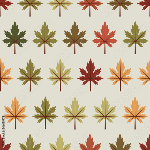 Autumn leaves seamless vector pattern. Illustration with colorful maple leaves for textile, wrapping paper, scrapbooking, stationery.