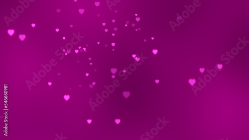 Pink confetti love hearts floating inpink space