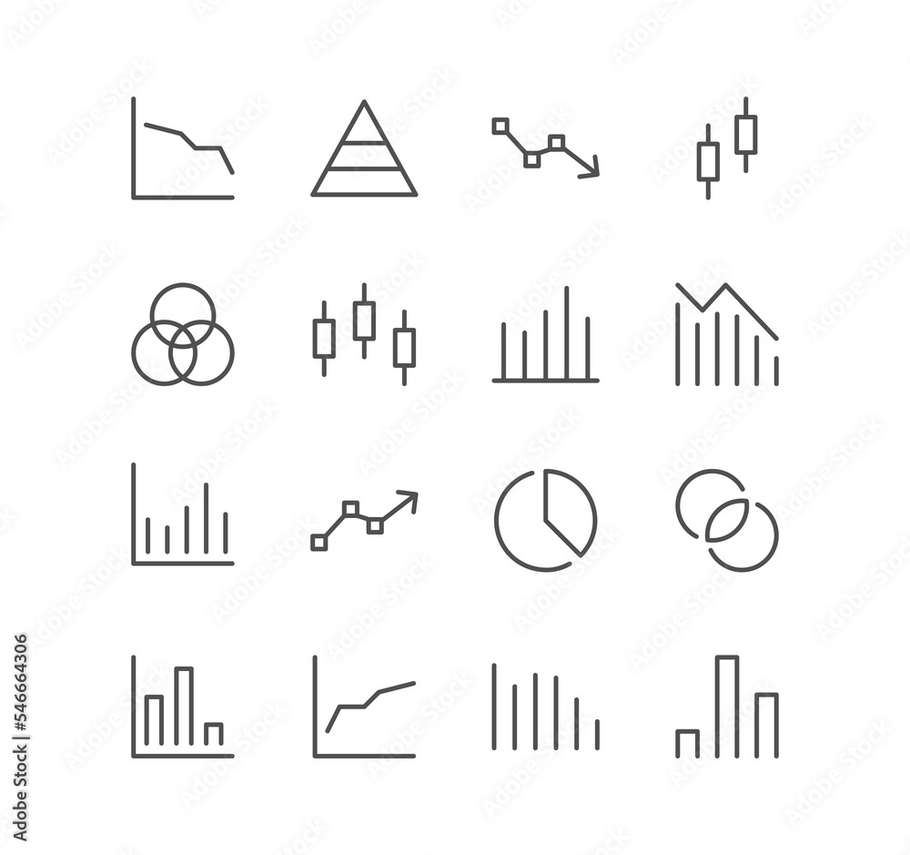 Set of finance and chart icons, graph, diagram, arrow, growth and ...