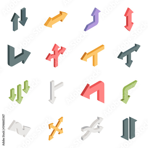 Pack of Arrows Isometric Icons