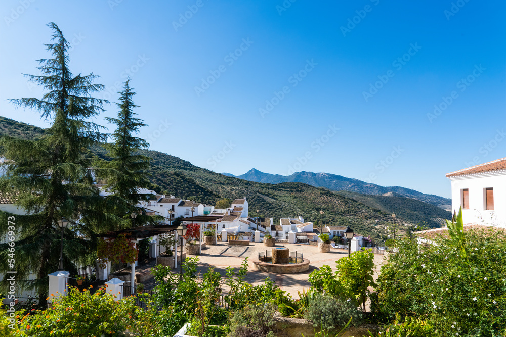 Plaza de Lepanto in Zahara de la Sierra offers great view over the surroundings in Andalusia, Spain