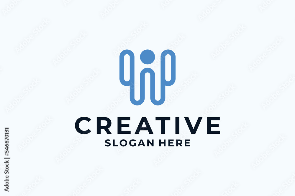 Abstract Letter W logo design with dot, connect combination. Abstract Letter W logo design with dot, connect combination.