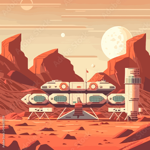Canvas Print Vector of the Mars colony