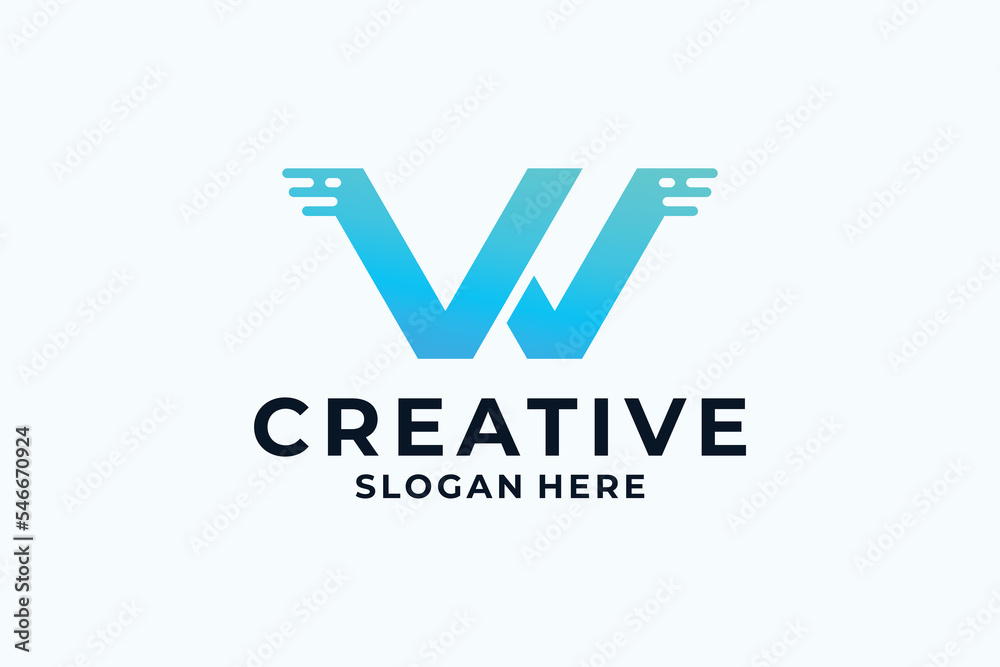 Creative letter W logo design with digital, fast, connection concept. Creative letter W logo design with digital, fast, connection concept.