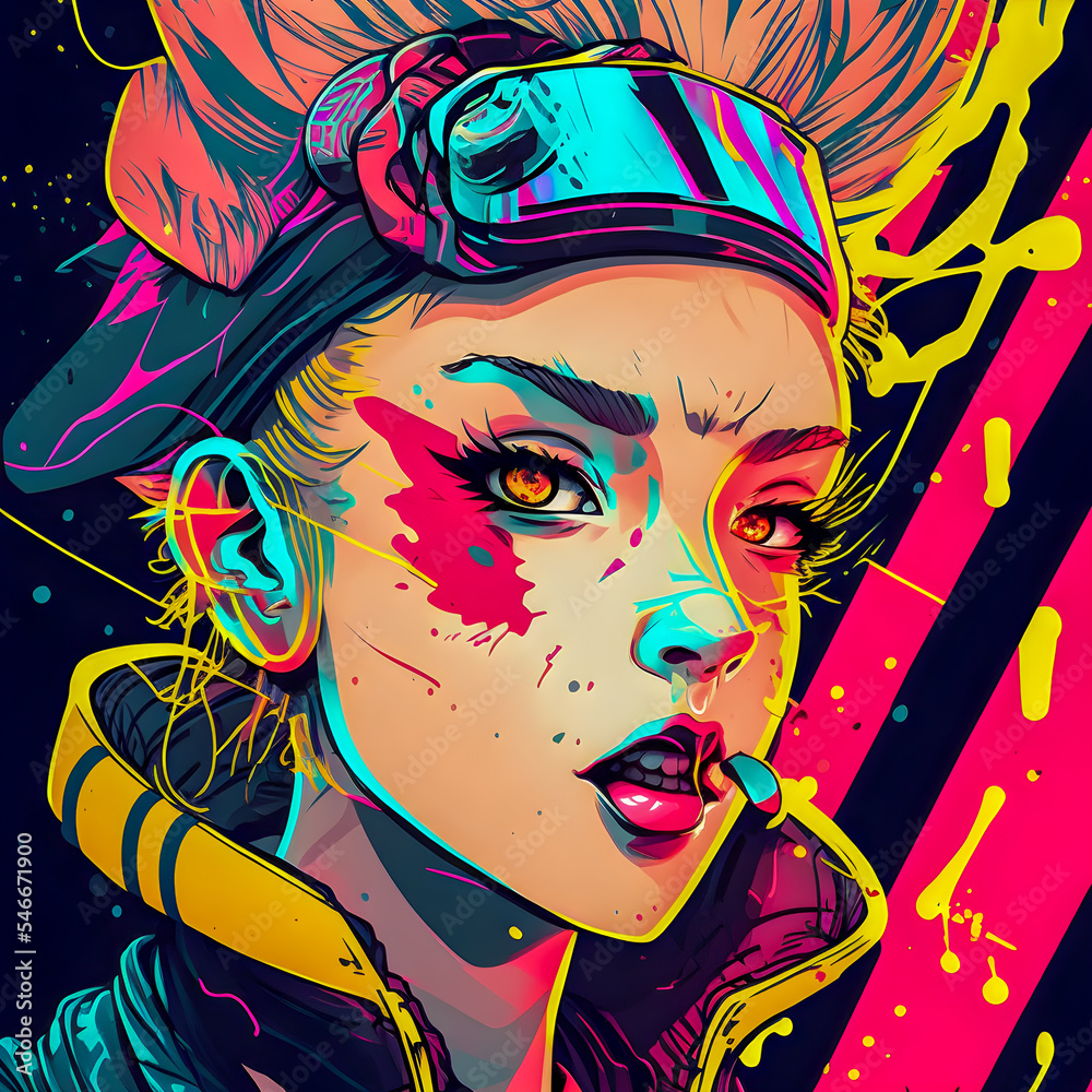 Cyberpunk, Comics, Manga character design, Anime style Stock ...