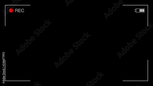 Video Camera Frame Viewfinder Overlay on Black Background. Template. 4K Video