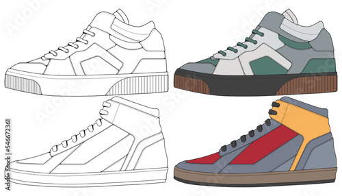 Set off Sneaker shoe . Concept. Flat design. Vector illustration. Sneakers in flat style.