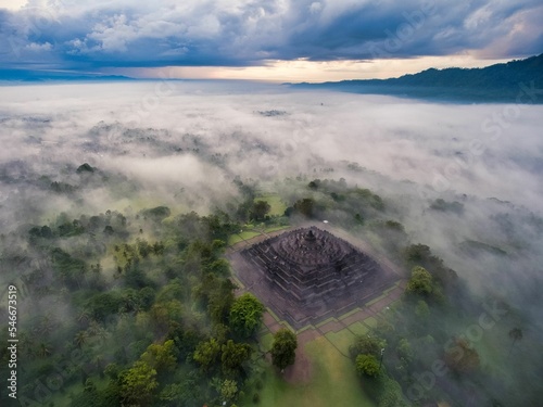Quadro em tela Aerial view of Borobudur Temple, Indonesia