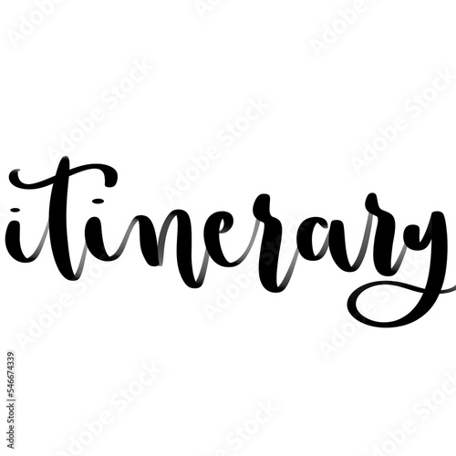Foto Isolated word itinerary written in hand lettering