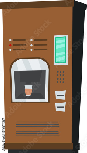 Coffee vending machine flat icon Hot drinks buying