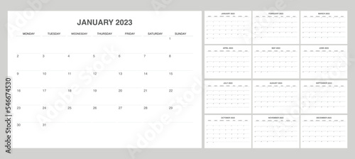 Monthly calendar 2023 start from monday