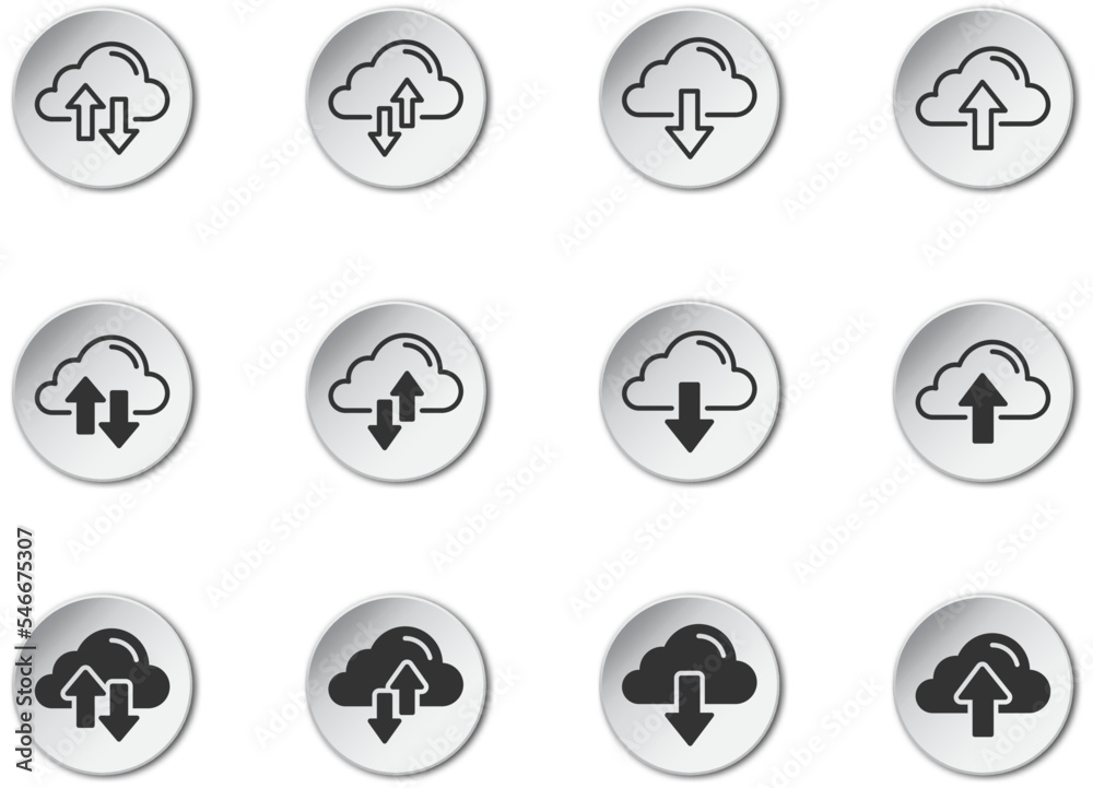 Cloud Uploading downloading icons set. Cloud service symbol. Vector illustration. Cloud Uploading downloading icons set. Cloud service symbol. Vector illustration.
