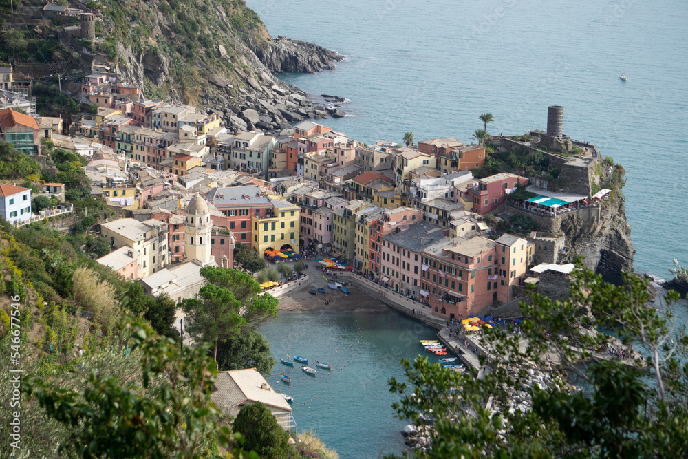 The small town overlooking the sea of Vernazza (Liguria, Italy), one of the five towns of the 