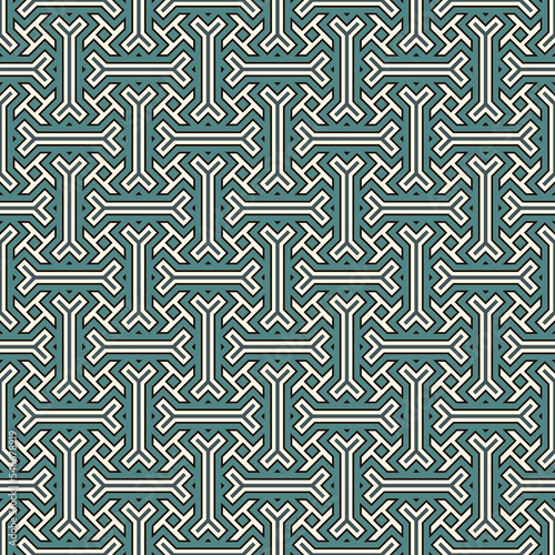 Tribal wallpaper. Seamless vector. Ethnic ornament. Folk pattern. Geeometric backdrop. Mosaics motif. Grid background. Digital paper. Textile print. Web design. Abstract image