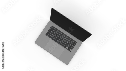Laptop top view with transparent background