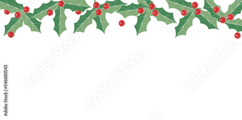 Weihnachtskarte mit Ilex Zweige mit Beeren, Vektor Illustration isoliert auf weißem Hintergrund 