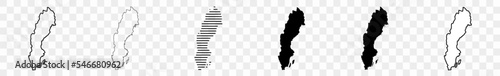 Sweden Map Black | Swedish Swede Border | State Country | Transparent Isolated | Variations