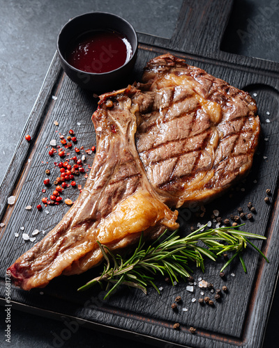Chunk of beef steak with grill marks