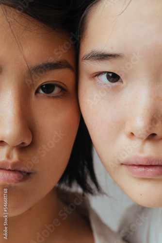 Diverse Asian women looking at camera
