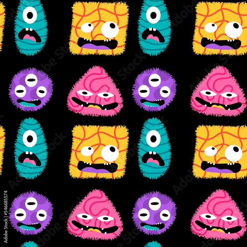 Wallpaper Mural Cartoon doodle monsters seamless aliens and animals pattern for wrapping paper and fabrics and kids clothes Torontodigital.ca