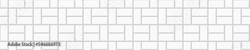 White basketweave tile layout. Stone or ceramic brick wall background. Kitchen backsplash mosaic texture. Bathroom, shower or toilet floor decoration. Sidewalk texture. Vector flat illustration