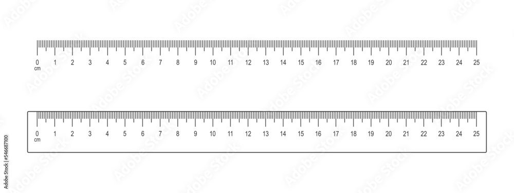 25 cm ruler and scale isolated on white background. Math or geometric tool for distance, height or length measurement with markup and centimetres numbers. Vector outline illustration. 25 cm ruler and scale isolated on white background. Math or geometric tool for distance, height or length measurement with markup and centimetres numbers. Vector outline illustration.