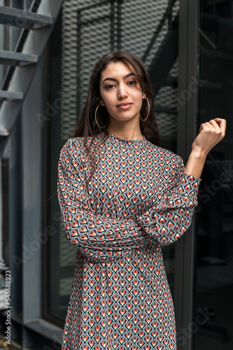 Arab woman freelancer in coworking area photo