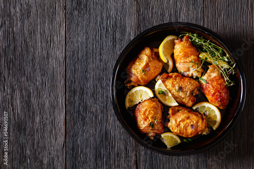 roast chicken thighs with lemon, thyme and spices