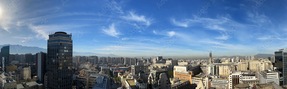 Downtown Santiago cityscape urban panoramic view