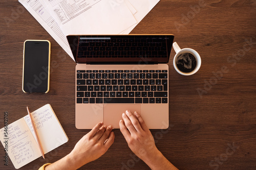 Crop software engineer using laptop