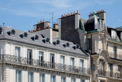 Parisian apartment building in summer photo