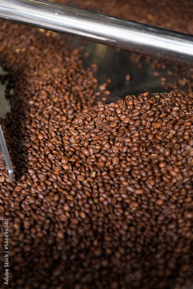 Closeup of coffee beans toasting Closeup of coffee beans toasting